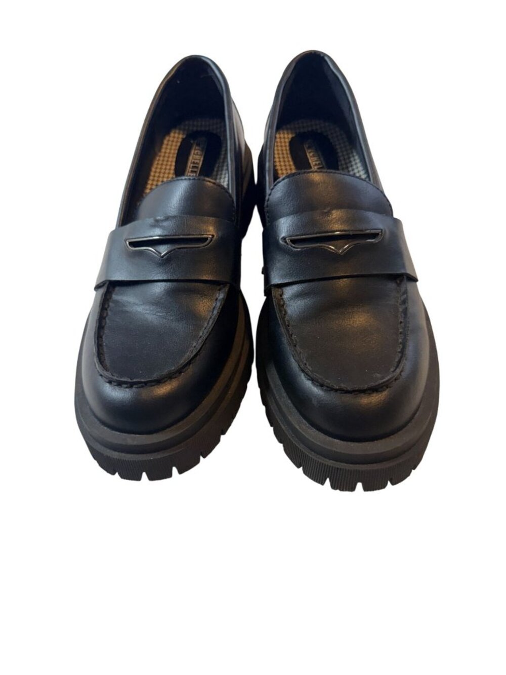 Seychelles Hank Black Lug Sole Penny Loafers Women's Size 8. 5 Academia Grunge